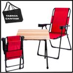 Teknotrust Katlanır Kamp Sandalyesi ve Masa Seti, Taşıma Çantalı, Kırmızı, 2'li Paket - Seçenek 1