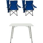 Teknotrust Katlanır Masa ve 2 Mavi Kamp Sandalyesi, 60X80 Cm, Pratik ve Şık Set