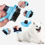 Teknotrust Kedi Köpek Evcil Hayvan Tüy Tarama ve Kaşıma Fırçası Tuşlu Mavi
