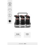 TeknoTrust Latin deri 6'lı standlı cam baharat takımı, 115 ml, 7 parça şık tasarım - Ahşap - 1 lt