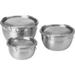 TeknoTrust Paslanmaz Çelik Saklama Kabı Seti, 3'lü, Metalik Gri, Sağlam ve şık tasarım - Altuni - Seçenek 1