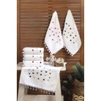 Teknotrust Ponponlu Nakışlı Havlu Seti Pamuk, 30X50 cm, 6'lı - 30 x 50 cm