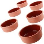 Teknotrust Tam Set Içi Sırlı Toprak Güveç Kasesi 6 Adet Fırın Sütlaç Kasesi Dış Yüzeyi Naturel Porsiyonluk Kas - 1,5 x 11 cm