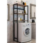 Teknotrust Tekno Trust Açık Raflı Çamaşır Makinesi Üstü Düzenleyici Raf Banyo Dolabı Rafı Makina Üstü Dolap Raf Ceviz Kapa - Kahverengi - 0