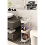 Teknotrust Tekno Trust Açık Raflı Lizbon Çok Amaçlı 3 Katlı Banyo Düzenleyici Dolap Tegah Yanı Tekerlekli Organizer Beyaz - 0