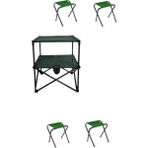 Teknotrust Yeşil Katlanır Masa ve 4 Kamp Taburesi Seti, Pratik ve Şık Outdoor Takımı - Seçenek 1