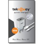 Teknoway 18W Usb-A To Type-C Şarj Kablosu Beyaz