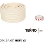 Teknozeel Kauçuk Krem Renk Geniş Kenar ve Köşe Koruyucu 2 Metre Bebek Çocuk Masa Darbe Koruma ( 3m Bant Hediye)
