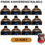 Tekoro Akrilik Sprey Boya 400 ml 12 Adet – Metal, Plastik, Ahşap Cam ve Oto Yüzeylere Uygun Renkler - Kahverengi - Fındık