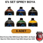 Tekoro Akrilik Sprey Boya 400 ml 6 Adet – Metal, Plastik, Ahşap Cam ve Oto Yüzeylere Uygun Renkler - Set 1