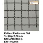 Tekpun Paslanmaz Kafes Teli ÇAPI:1,50MM GÖZ:15MM EBAT1MTX1MT
