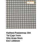 Tekpun Paslanmaz Kafes Teli Tel:1mm Göz:5mm EBAT:1MTX1MT
