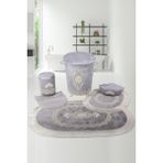 Teksev Exclusive Gri 6 Parça Çeyizlik Dantelli 3'lü Banyo Paspası & 3'lü Kirli Çamaşır Sepeti Seti