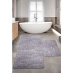 Teksev Nova Gri Büyük Boy 80x150 + 50x80 cm 2'li Banyo Halısı Paspas Seti Kaymaz Taban Klozet Takımı
