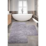 Teksev Nova Gri Büyük Ebat 80 x 150 + 50 x 80 cm 2'Li Banyo Halısı Paspas Seti Kaymaz Taban Klozet Takımı