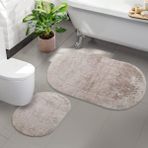 Teksev Rivora Vizon 2'li Banyo Halısı Paspası Seti Kaymaz Deri Tabanlı Makinede Yıkanabilir Klozet Takımı