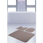 Teksev Unicolor Düz Vizon 3'lü Banyo Paspası Halısı Seti Kaymaz Deri Tabanlı Yıkanabilir Klozet Takımı