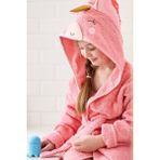 Teksmoda Kapşonlu Kız-Erkek Çocuk Bornozu Pamuklu-Unicorn - Pembe - 3 - 4 Yaş