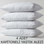 Teksnil Home | %100 Pamuk 4 Adet Kapitoneli Yastık Alezi Koruyucu | Koruyucu Yastık Kılıfı | 50 x 70 | - 50 x 70 cm - Beyaz