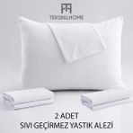 Teksnil Home | %100 Pamuk Sıvı Geçirmez 2’li Yastık Alezi Koruyucu | Koruyucu Yastık Kılıfı | 50 x 70 | - 50 x 70 cm - Ekru