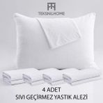Teksnil Home | %100 Pamuk Sıvı Geçirmez 4’lü Yastık Alezi Koruyucu | Koruyucu Yastık Kılıfı | 50 x 70 | - 50 x 70 cm - Beyaz