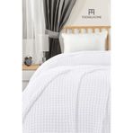 Teksnil Home | %100 Pamuk Waffle Desen Tek Kişilik Beyaz Pike | Yatak Örtüsü | 160X230 | Çok Amaçlı Örtü