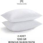 Teksnil Home | 2 Adet Boncuk Silikon Yastık | 1200 Gram | Antialerjik | 50 x 70 cm | Premıum Yastık - 50 x 70 cm - Beyaz