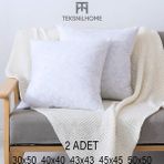 Teksnil Home | 2 Adet Kırlent Iç Yasıtk | Boncuk Silikon | 5 Ebat | Premıum | Koltuk Dekor Yastığı 45x45 - 45 x 45 cm - Ekru