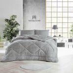 Teksnil Home Çift Kişilik Çift Taraflı Gri Welsoft Yorgan 195 x 215 Zigzak - Damla - Baklava Desen - 195 x 215 cm