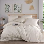 Teksnil Home | Krem Natural Stripe Çift Kişilik Saten Nevresim Takımı - 220 x 240 cm