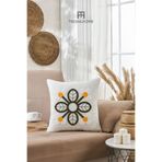 TeksNil Home Punch Nakışlı Papatya Desenli Kırlent Kılıfı Dekoratif Yastık Kılıfı