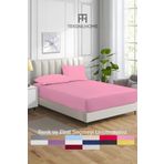 TeksNil Home | Ranforce | Pamuklu Tek / Çift Kişilik Pembe Lastikli Çarşaf | 14 Renk | Fıtted |