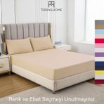 Teksnil Home | Ranforce | Pamuklu Tek Kişilik Bej Lastikli Çarşaf | 14 Renk | Fıtted | 90X190