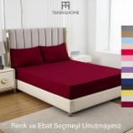Teksnil Home | Ranforce | Pamuklu Tek Kişilik Bordo Lastikli Çarşaf | 14 Renk | Fıtted | 90X190