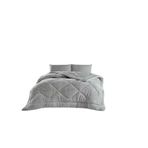 TeksNil Home Tek Kişilik | Çift Taraflı Gri Welsoft Yorgan | 155 x 215 | Zigzak - Damla - Baklava Desen