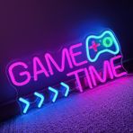 Tekstap Gamer Neon Tabela, GAME TIME LED Neon Tabela Duvar Dekoru, 17x8 İnç Yatak Odası için Oyun Neon Tabelası, USB ile Çalışan Oyun Odası Neon Tabelası, Erkek Çocuk Odası Dekoru için Oyun Neon Tabelası, Gençler Erkek Çocuklar için Havalı Oyuncu Hediyesi