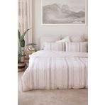 Tekstil Home Bohem Natürel Çizgili Çift Kişilik 4 Yastıklı Lastikli Çarşaflı Nevresim Takımı Krem