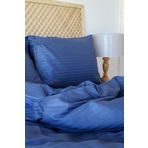 Tekstil Home Lüx Otel Renkli Serisi Tek Kişilik Lastikli Çarşaflı Çizgili Saten Nevresim Takımı Indigo Lacivert