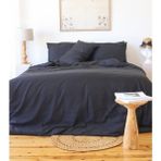 Tekstil Home Lüx Otel Serisi Çift Kişilik Pamuk Saten Nevresim Takımı Çarşaf Lastikli Fitted 160 x 200 cm - Siyah