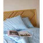 Tekstil Home Lüx Otel Serisi Tek Kişilik Lastikli Çarşaflı Çizgili Pamuk Saten Nevresim Takımı - Açık Mavi - 100 x 200 cm