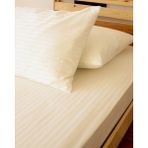 Tekstil Home Lüx Otel Serisi Tek Kişilik Lastikli Çarşaflı Çizgili Pamuk Saten Nevresim Takımı - Ekru - 100 x 200 cm