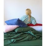 Tekstil Home Lüx Otel Serisi Tek Kişilik Lastikli Çarşaflı Çizgili Pamuk Saten Nevresim Takımı - Koyu Yeşil - 100 x 200 cm