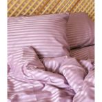 Tekstil Home Lüx Otel Serisi Tek Kişilik Lastikli Çarşaflı Çizgili Pamuk Saten Nevresim Takımı - Mürdüm - 100 x 200 cm