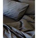 Tekstil Home Lüx Otel Serisi Tek Kişilik Lastikli Çarşaflı Çizgili Pamuk Saten Nevresim Takımı - Siyah - 100 x 200 cm