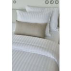 Tekstil Home Lüx Otel Serisi Tek Kişilik Lastiksiz Çarşaflı Çizgili Pamuk Saten Nevresim Takımı Beyaz Renk