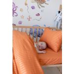 Tekstil Home Lüx Renkli Serisi Çizgili Saten Bebek Nevresim Takımı Organik Pamuklu TURUNCU-KİREMİT Renk