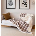 Tekstil Home Scotch Ekose Desen Çift Yönlü Çok Amaçlı Welsoft Tv Battaniyesi 150x200 Cm - 150 x 200 cm - Bej