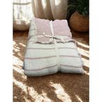 Tekstilize Müslin 7 Kat Çizgili Tek Kişilik Yatak Örtüsü 180X260 (%100 Pamuklu) - Ekru - Pudra - 180 x 260 cm