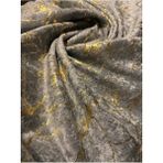 Tekstilsa Gri Kadife Koltuk Çekyat Örtüsü Altın Varaklı Modern Tasarım 1 ADET - 196 x 210 cm
