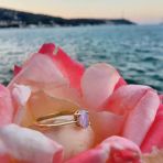 Tektaş Altın Yüzük - 14 Ayar Altın Oval 0.90 Ct Pembe Quartz Taşlı Tek Taş Evlilik Teklifi Yüzüğü